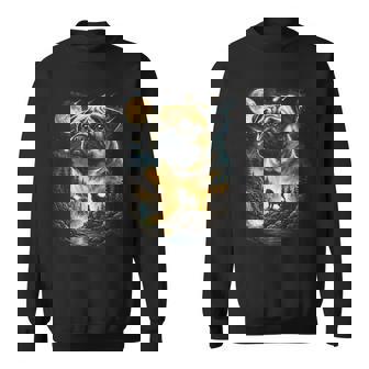 Pug Howling To The Moon Vintage 90S Dog Graphic Sweatshirt - Monsterry