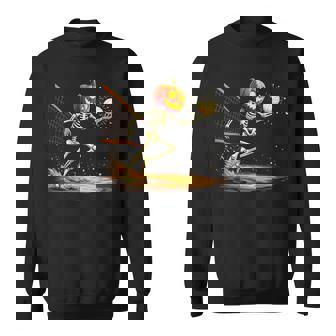 Pumpkin Head Skeleton Volleyball Halloween Spooky Beach Sweatshirt Unisex | Mazezy