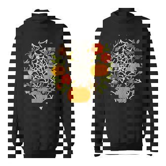 Pumpkin Spider Web Garden Cute Halloween Sweatshirt Unisex | Mazezy
