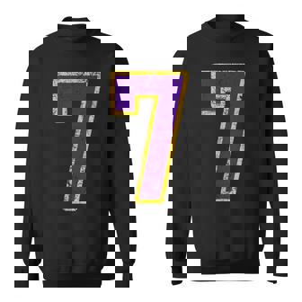 Purple Gold Number 7 Jersey Player Uniform 7 Grunge Sweatshirt | Seseable CA