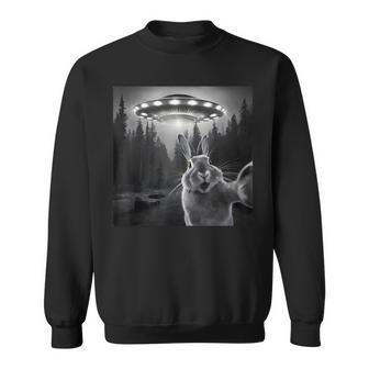 Rabbit Selfie With Ufo Bunny Graphic Alien Lover Sweatshirt - Thegiftio UK