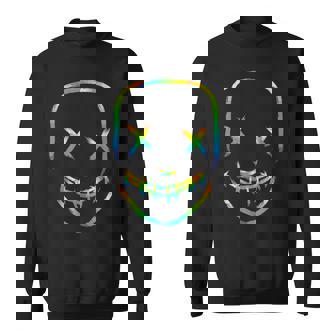 Rainbow Techno Face Breakcore Cybergrind Industrial Hardcore Sweatshirt Unisex | Mazezy