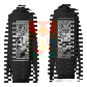 Ramen Japanese Kawaii Fox Graphic Anime Sweatshirt | Mazezy