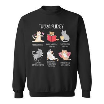 Therapurry Cat Lover Therapy Cat Puns Mental Health Sweatshirt | Mazezy