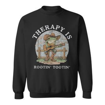 Therapy Is Rooting Tooting Vintage Western Behavior Therapy Sweatshirt - Thegiftio UK