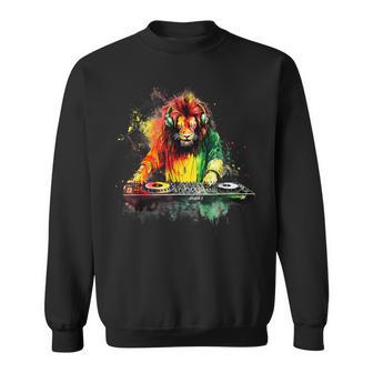 Rasta Reggae Music Headphone Dj Lion Of Judah Jamaican Sweatshirt - Thegiftio UK
