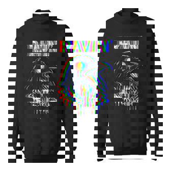 Ravin Raven Psychedelic Rave Party Trippy Techno Sweatshirt | Seseable UK