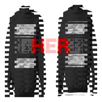 Red & White She Is Her Red & White Color Graphic Sweatshirt - Thegiftio