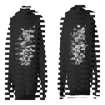 Renard Tête De Renard Chasseur Cadeau Animal Blanc Noir Sweater e - Cadeauxyz