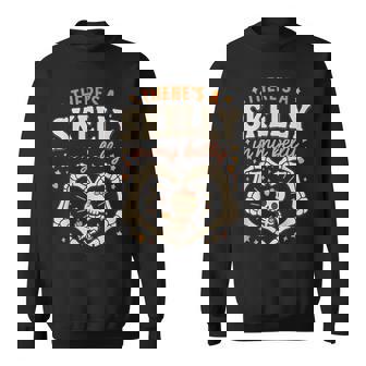 There's Skelly In My Belly Pregnant Skeleton Halloween Sweatshirt | Seseable CA