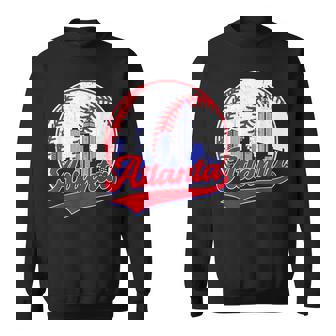 Retro Baseball Player Lover Atlanta Distressed Game Day Sweatshirt - Thegiftio