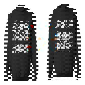 Retro Halloween Science Teacher Ghost Laboratory Teacher Sweatshirt - Monsterry