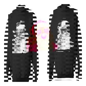 Retro Pink Santa Blowing Bubble Gum Merry Christmas Sweatshirt - Thegiftio