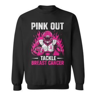 Retro Pink Out Tackle Breast Cancer Awareness Football Boys Sweatshirt - Thegiftio UK