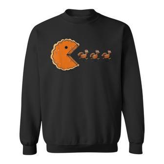 Retro Thanksgiving Pumpkin Pie Chasing Thanksgiving Turkey Sweatshirt - Thegiftio UK