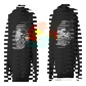 Retro Tropical Vintage Sunset Beach Palm Tree For Women Sweatshirt | Seseable FR