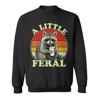 Retro Vintage Raccoon A Little Feral Trash-Panda Sweatshirt - Thegiftio UK