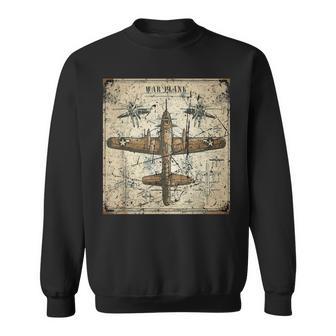 Retro War Plane Ww2 Blueprint World War 2 Sweatshirt - Thegiftio UK
