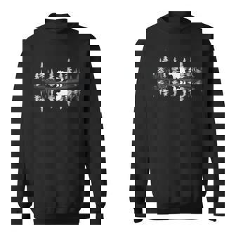 Retro Wilderness Bear Trees Reflection Outdoor Forest Sweatshirt | Mazezy