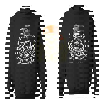 Rocker Skeleton Skater Cool Halloween Sweatshirt | Mazezy