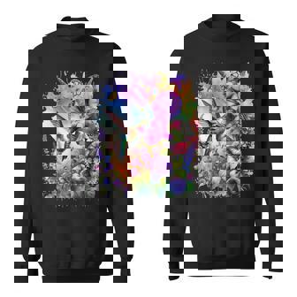 Ruby Throated Hummingbird With Wild Flowers And Butterflies Sweatshirt - Thegiftio