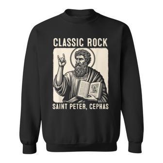 Saint Peter Classic Rock Catholic Vibe Petros Upon This Rock Sweatshirt - Monsterry