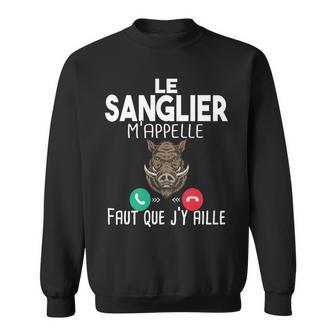 Sanglier Chasseur Chasse Homme Cadeau Humour Fusil Appel Manche Longue Sweater e - Cadeauxyz