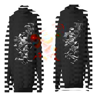 Santa Basketball Player Dunking Xmas Christmas Basketball Sweatshirt | Mazezy