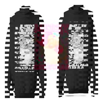 Santa Claus Pink Sunglasses Blowing Bubble Gum Christmas Sweatshirt | Seseable CA