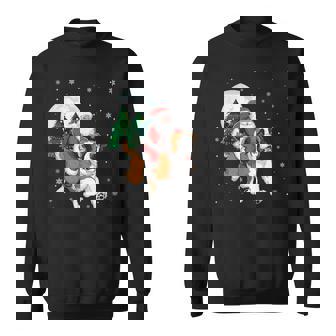 Santa Claus Riding Saint Bernard Dog Christmas Tree Lights Sweatshirt - Monsterry