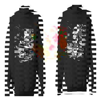 Santa Riding Bass Fish Christmas Fishing Xmas Pajamas Sweatshirt | Seseable CA