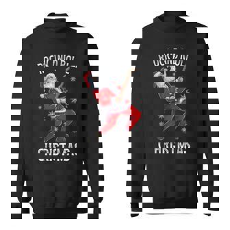 Santa Tocando La Guitarra Banda Gráfica Navideña De Rock And Roll Camisa de entrenamiento - Regaloses