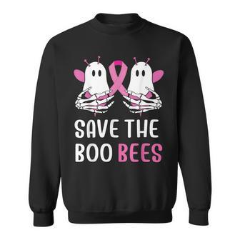 Save The Boobees Boo Bees Skeleton Breast Cancer Halloween Sweatshirt - Thegiftio