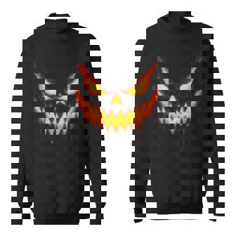 Scary Jack O Lantern Carved Pumpkin Face Halloween Costume Sweatshirt - Monsterry