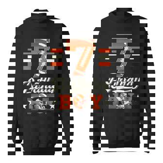 Seven 7Th Birthday Boy Football 7 Year Old Sports Party Sweatshirt - Seseable