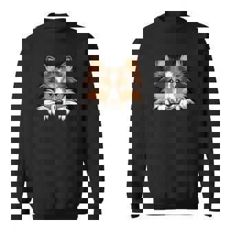 Shetland Sheepdog Cute Peeking Puppy Sheltie Dog Lover Sweatshirt - Monsterry