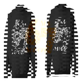 Six Seven Meme 6-7 Number Leopard Print Gen Z Gen Alpha Sweatshirt | Mazezy