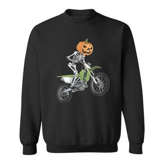 Skeleton Dirt Bike Rider Halloween Pumpkin Motocross Biker Sweatshirt - Thegiftio UK