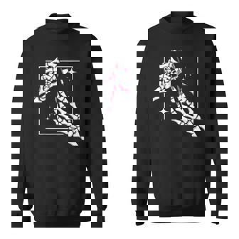 Skeleton Hands Manicure Red Nails Polish Gothic Halloween Sweatshirt | Seseable FR