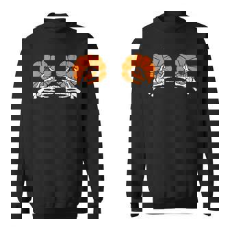 Skeleton Hands Pumpkin Boobs Naughty Sexy Halloween Costume Sweatshirt | Mazezy