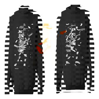 Skeleton Playing Guitar Guitarist Rock Halloween Skeleton Sweatshirt - Thegiftio