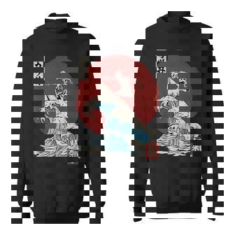 Skeleton Surfing The The Great Wave Off Kanagawa Japanese Sweatshirt - Thegiftio