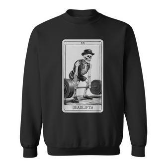 Skeleton Tarot Card Deadlifts Powerlifting Weightlifting Gym Sweatshirt - Thegiftio UK