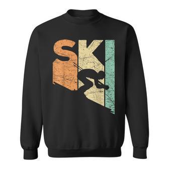 Ski Vintage Skier Retro Skiing Lover Downhill Ski Sweatshirt - Thegiftio UK