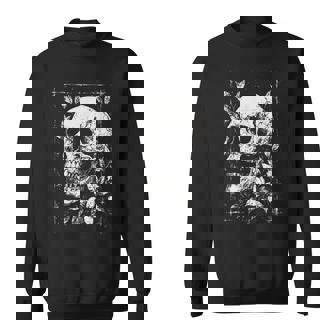 Skull Flowers Goth Floral Occult Death Dark Alt Aesthetic Sweatshirt Unisex | Mazezy
