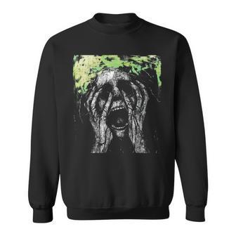 Skull Grunge Goth Alt Gothic Demonic Scary Screaming Face Sweatshirt - Monsterry