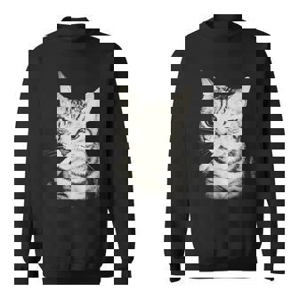 Smoking Cat Cigarette Kitten Meme Stupid Brainrot Sweatshirt | Mazezy