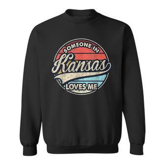 Someone In Kansas Loves Me Us State Cool Retro Sweatshirt - Thegiftio UK