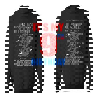 Spider Web 9 Years Old It's My 9Th Birthday Boy Party Sweatshirt - Thegiftio