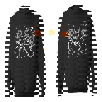 Spooky Dancing Pumpkin Head Skeletons Dance Halloween Sweatshirt | Mazezy